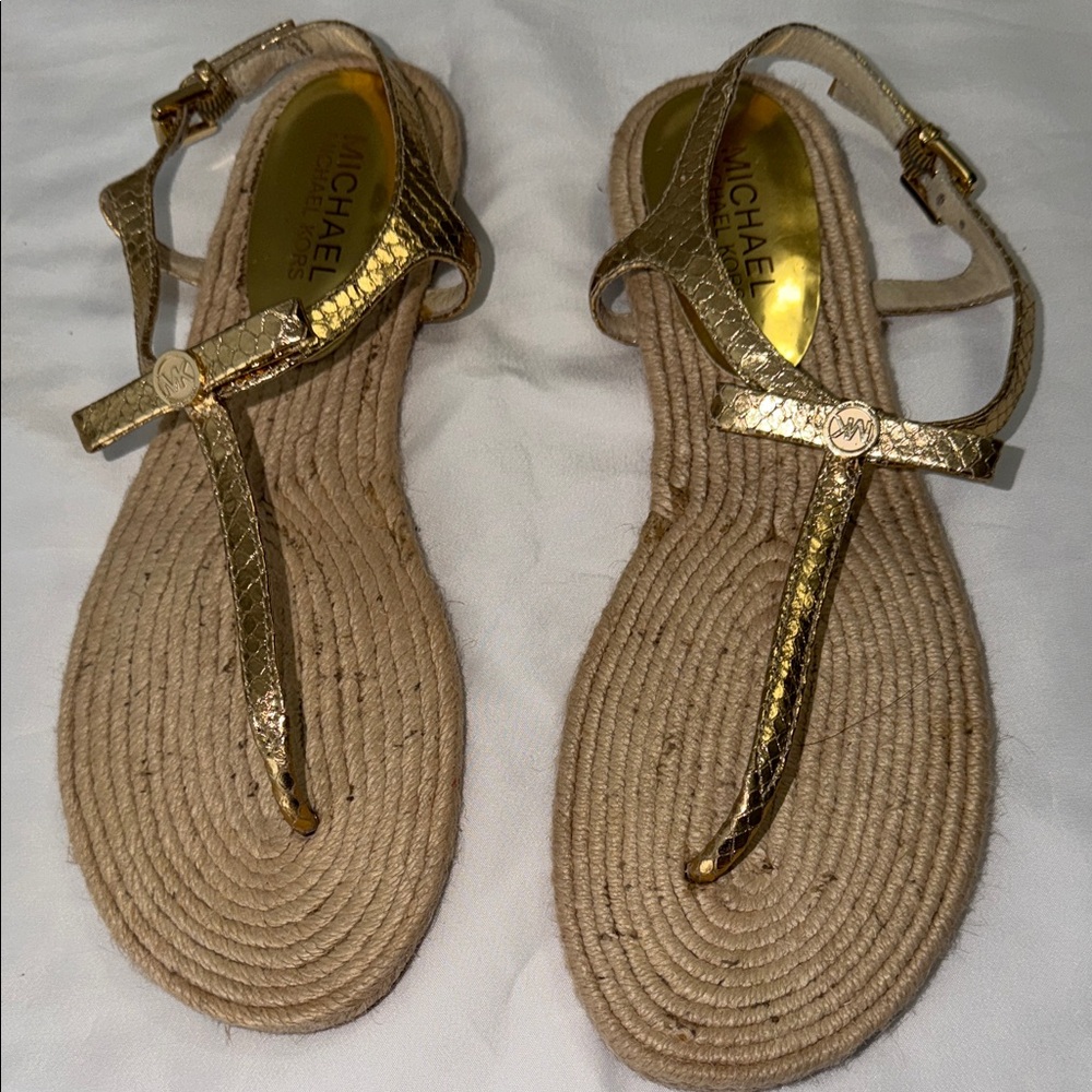 Michael Kors Gold and Tan Women's Sandals - Picture 2 of 6